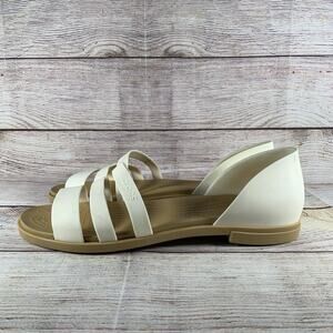 Crocs Tulum Toe Post Sandal Womens Size 10 Cream White Slip-On